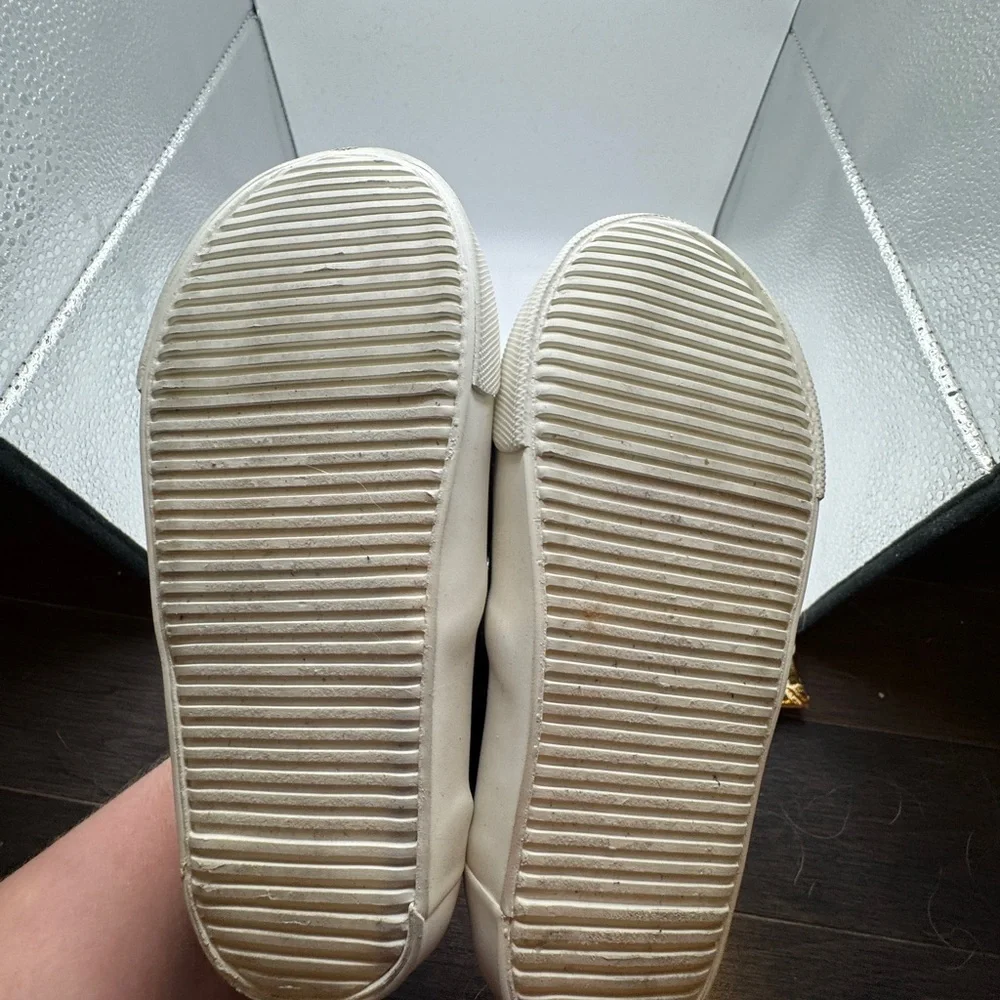 Old Navy Toddler Girl Size 9 Black and White Bow Slip-On Sneakers Shoes